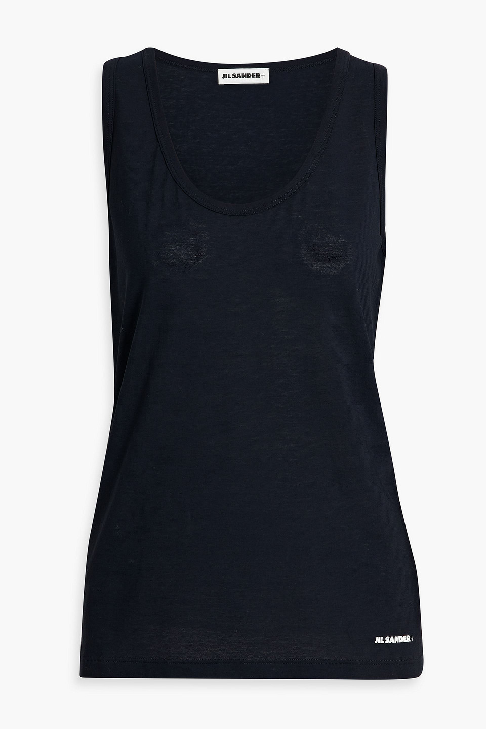 Jil Sander Black Crewneck Sleeveless Top In Cotton Woman In Midnight Blue