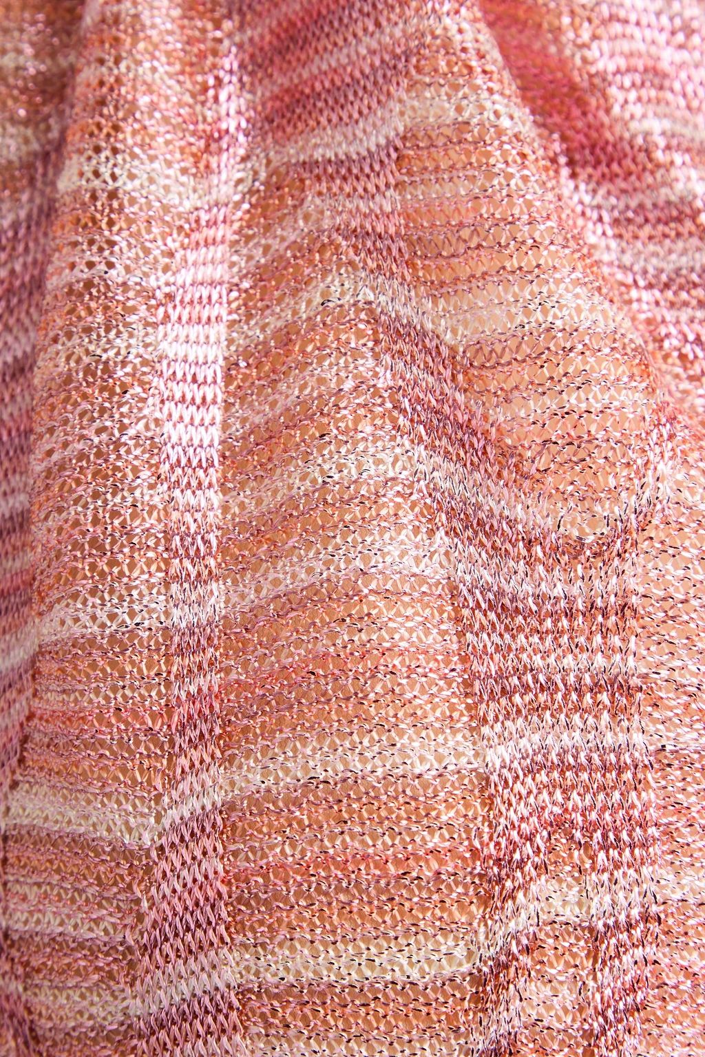 MISSONI لباس سباحة من نسيج محبوك حبكة كروشيه بلون معدني ومزين بفتحات