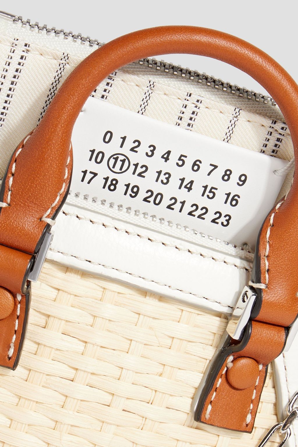 MAISON MARGIELA 5AC Classique leather-trimmed jacquard and rattan shoulder bag