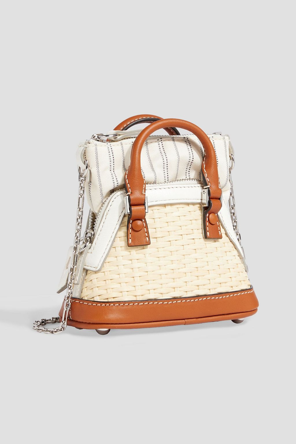 MAISON MARGIELA 5AC Classique leather-trimmed jacquard and rattan shoulder bag