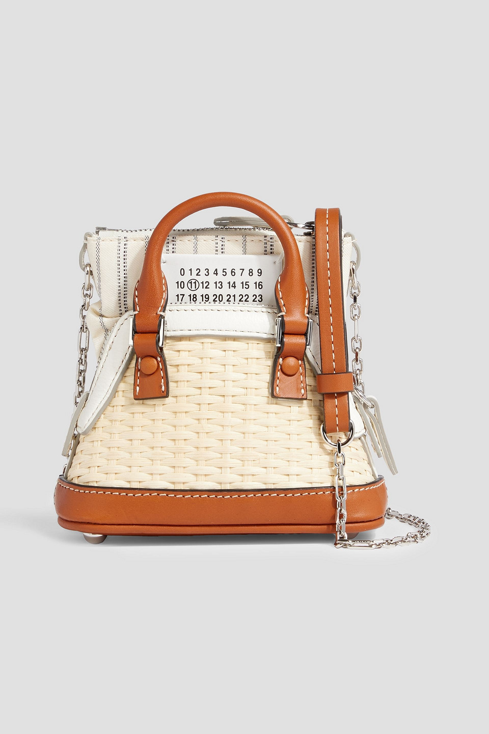 maison margiela - 5ac classique leather-trimmed jacquard and rattan shoulder bag - white - onesize