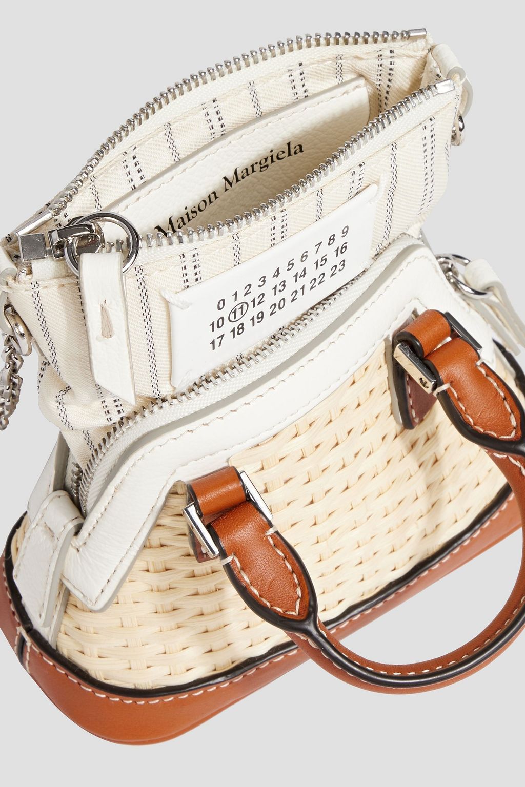 MAISON MARGIELA 5AC Classique leather-trimmed jacquard and rattan shoulder bag