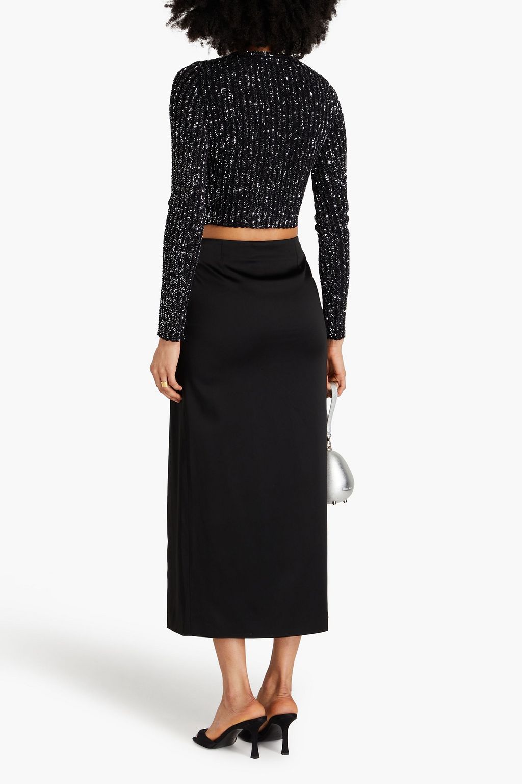 MISSONI Cropped sequined crochet-knit cardigan