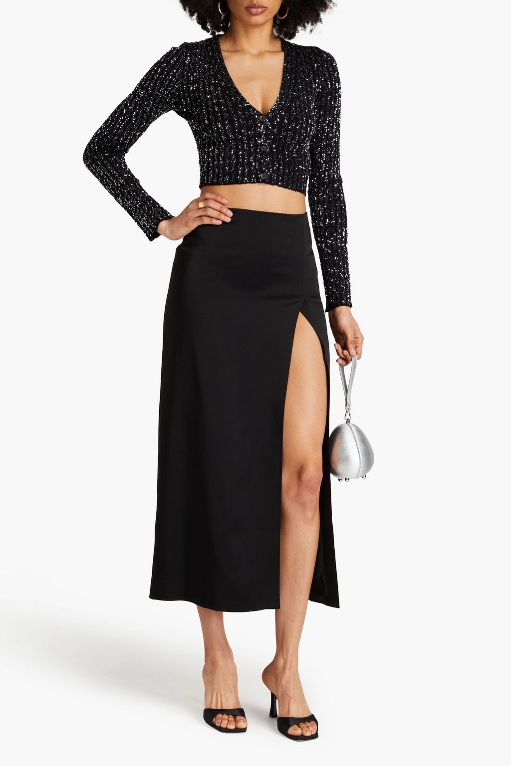 MISSONI Cropped sequined crochet-knit cardigan