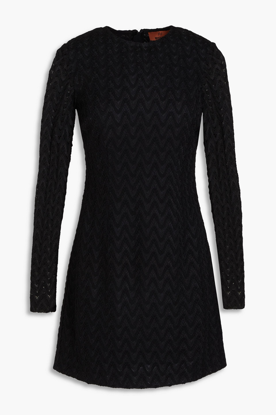 Crochet-knit wool-blend mini dress