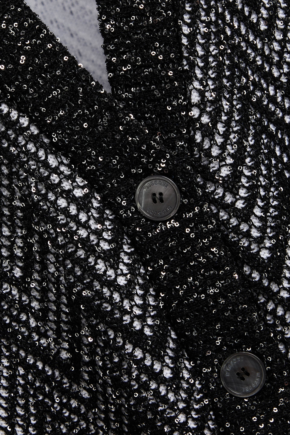 Missoni Sequined Crochet-knit Cardigan In Schwarz