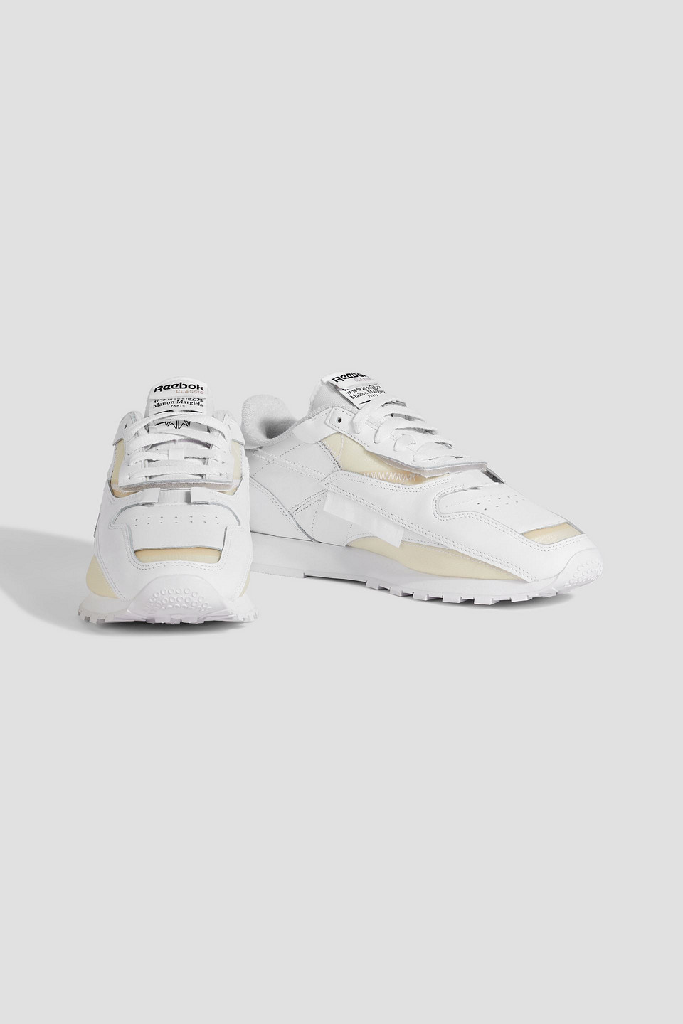 Shop Maison Margiela X Reebok Project 0 Cl Memory Of V2 Shell-trimmed Leather Sneakers In White