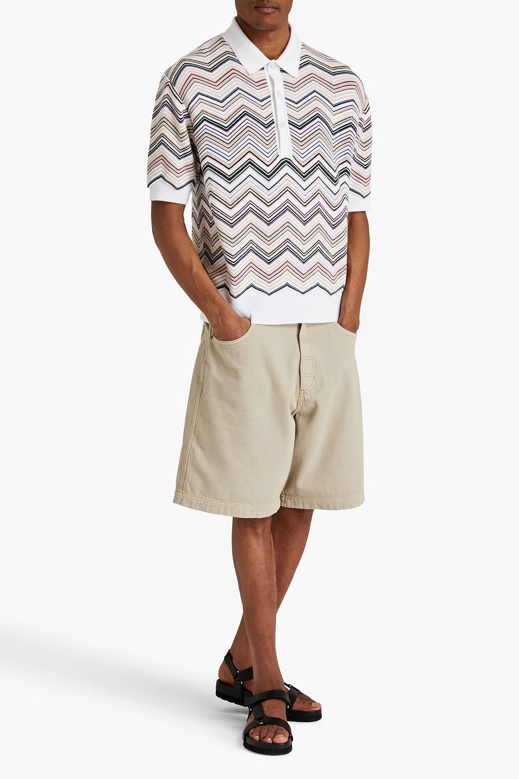 MISSONI Striped cotton-blend polo shirt