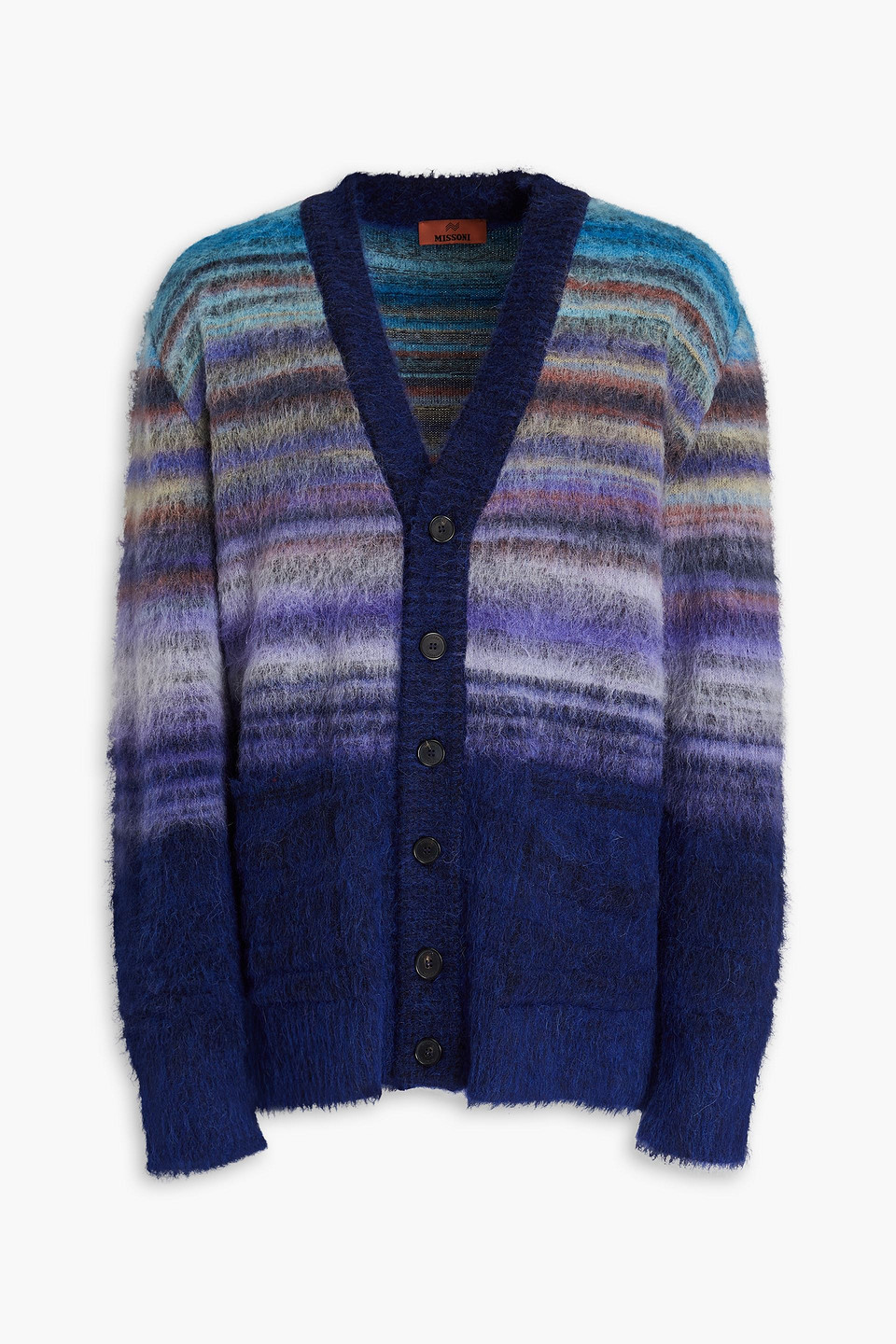 Brushed striped knitted cardigan