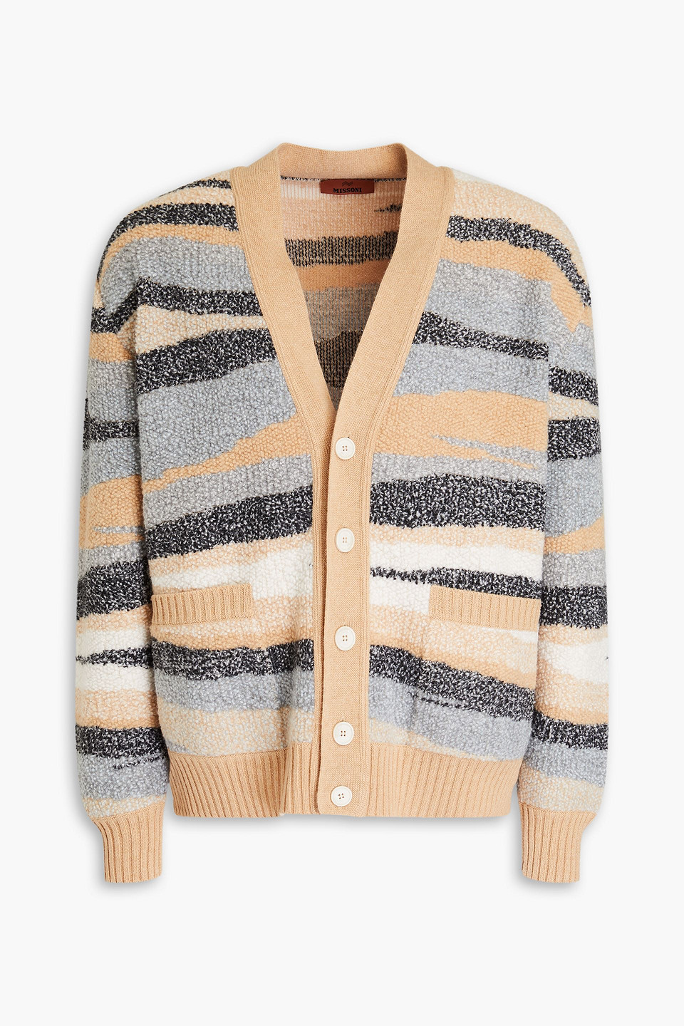 Missoni Bouclé-knit Wool Cardigan In Sandfarben