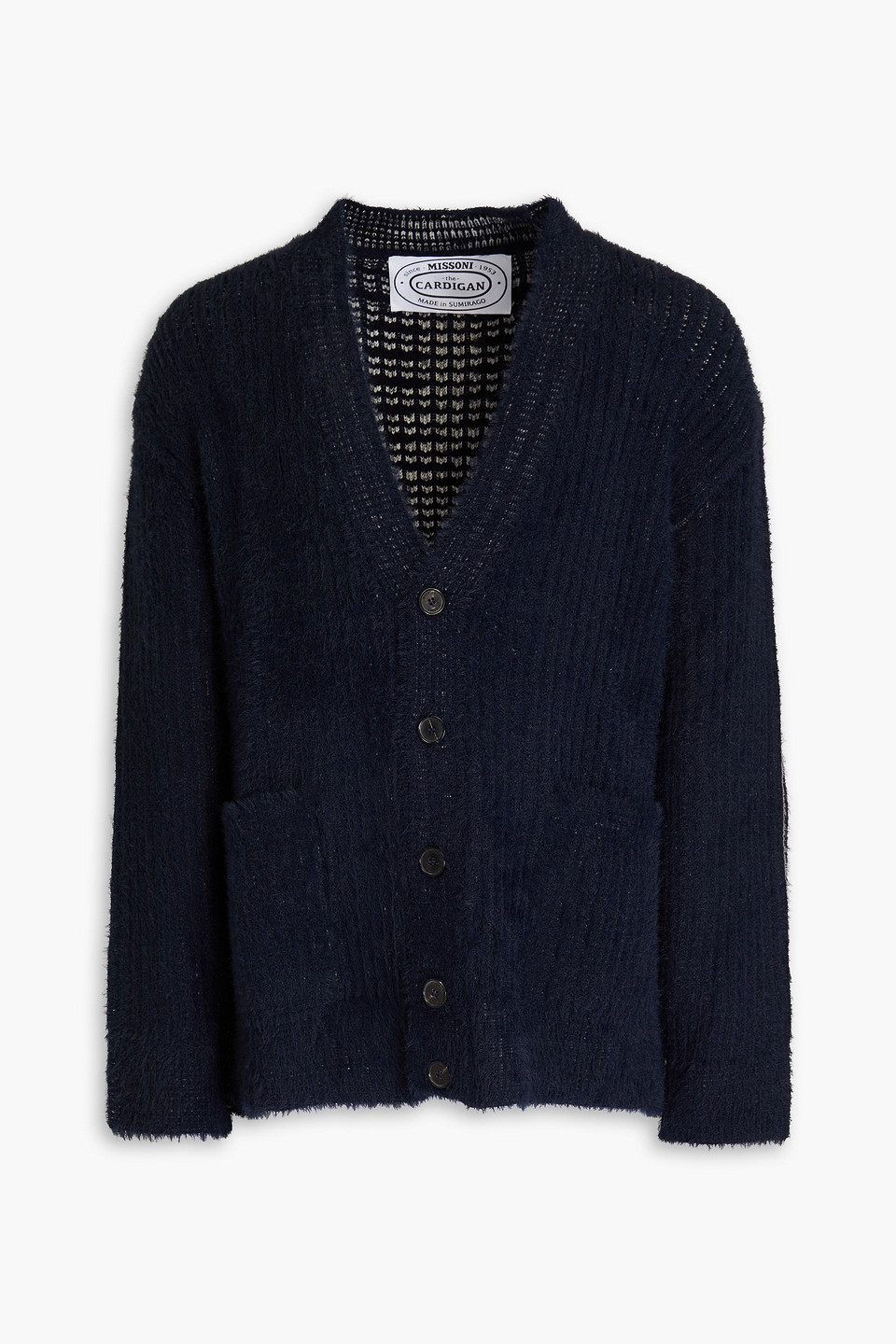 Missoni Ribbed-knit Cardigan In Navy