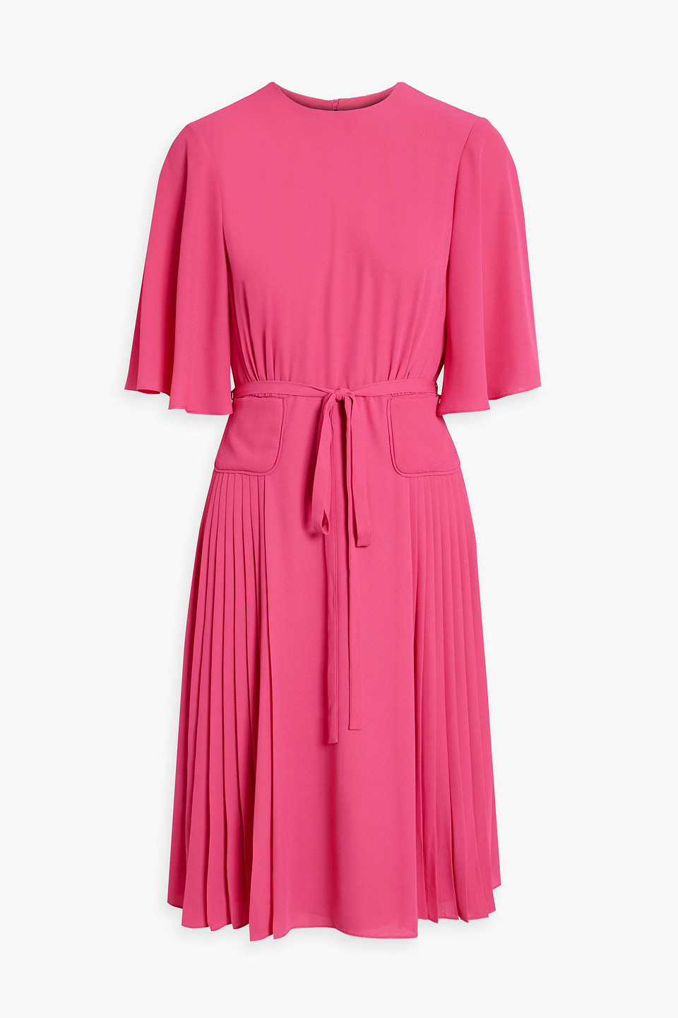 Mikael Aghal Pleated Crepe Dress In Fuchsia