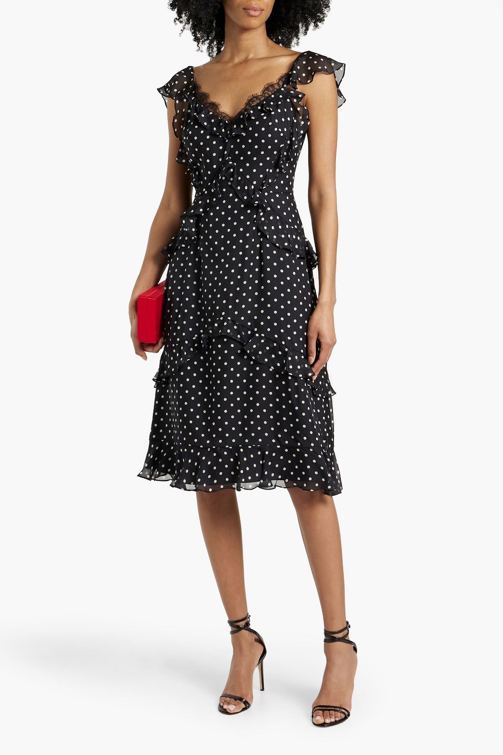 MIKAEL AGHAL Ruffled polka-dot silk-chiffon dress