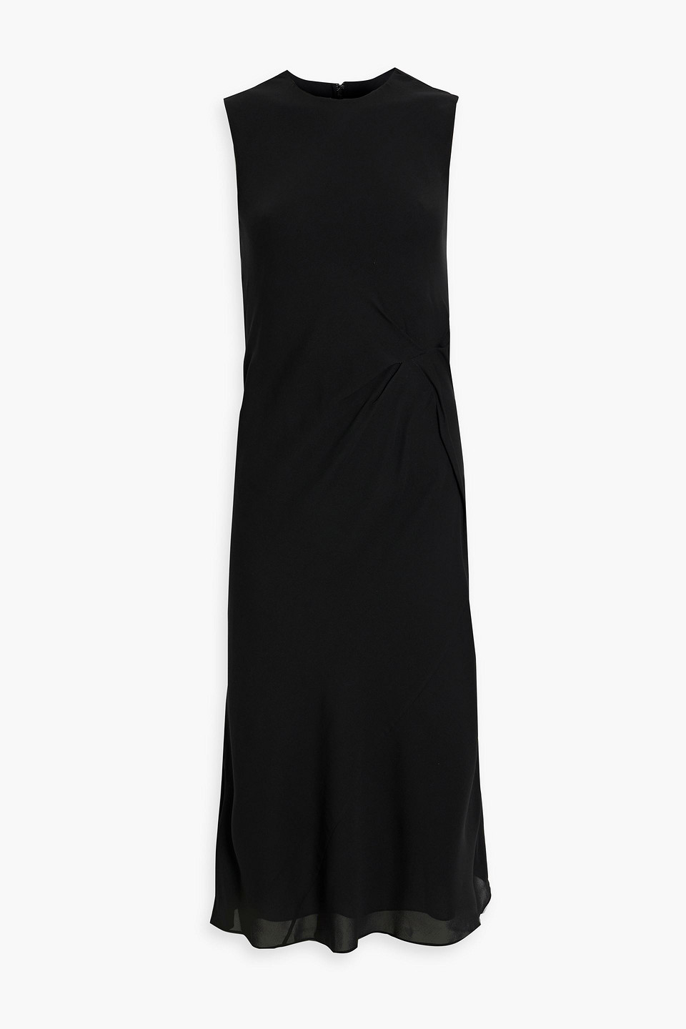 Draped silk crepe de chine midi dress