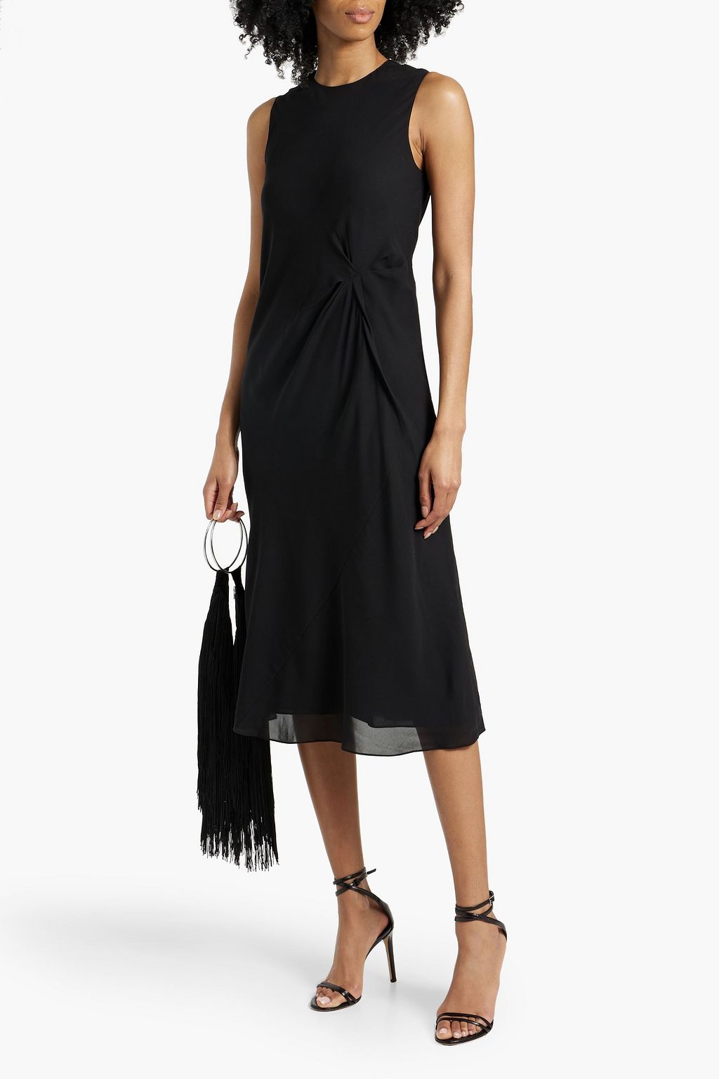 THEORY Draped silk crepe de chine midi dress