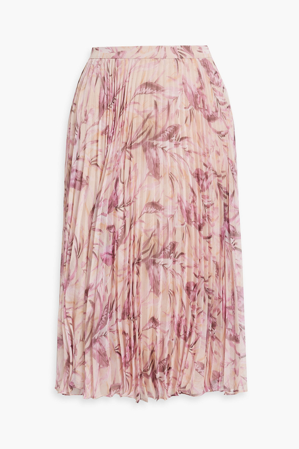 Pleated floral-print chiffon skirt