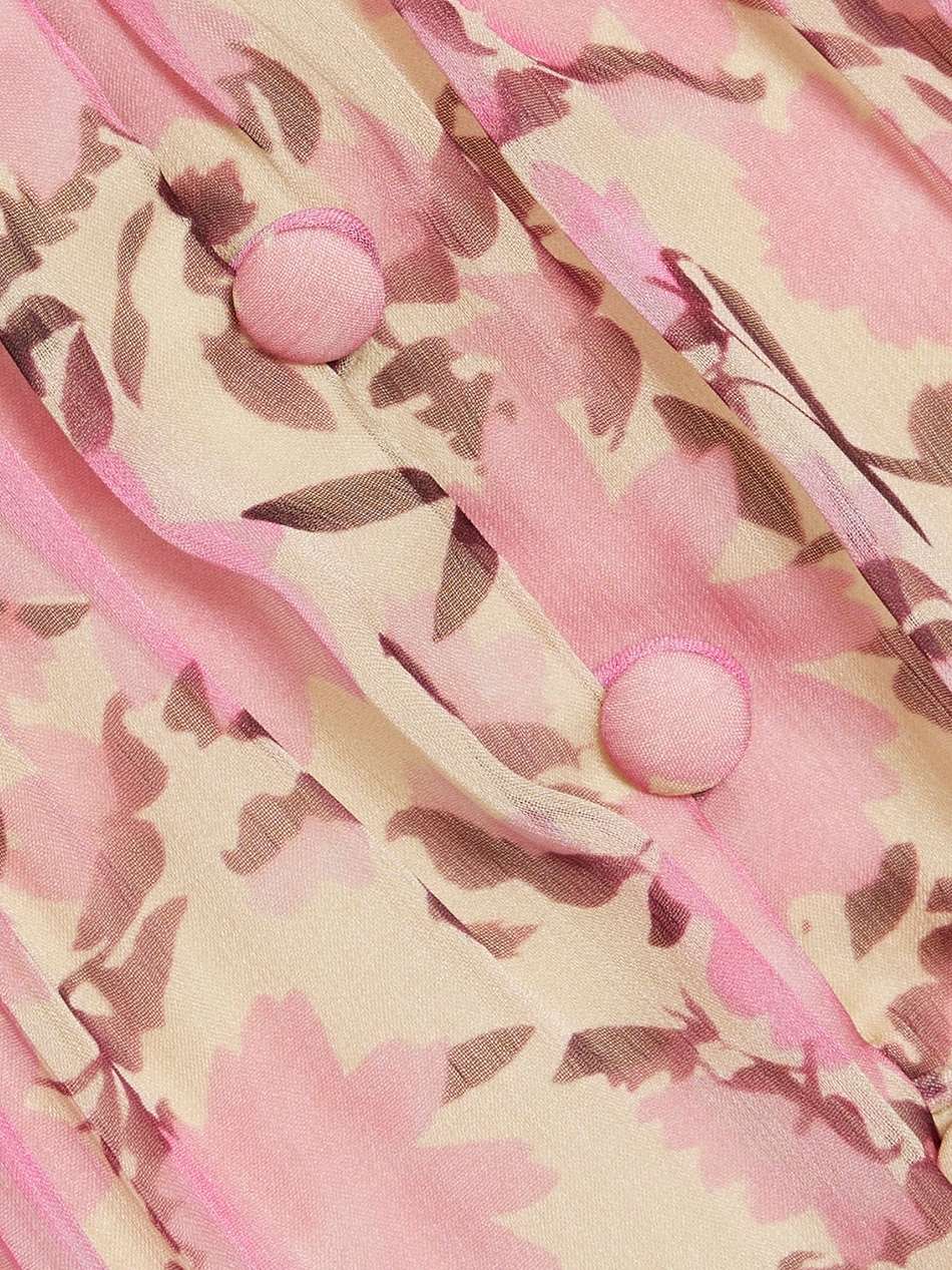 button-detailed floral-print chiffon maxi dress