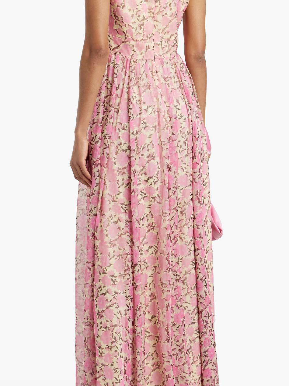 button-detailed floral-print chiffon maxi dress