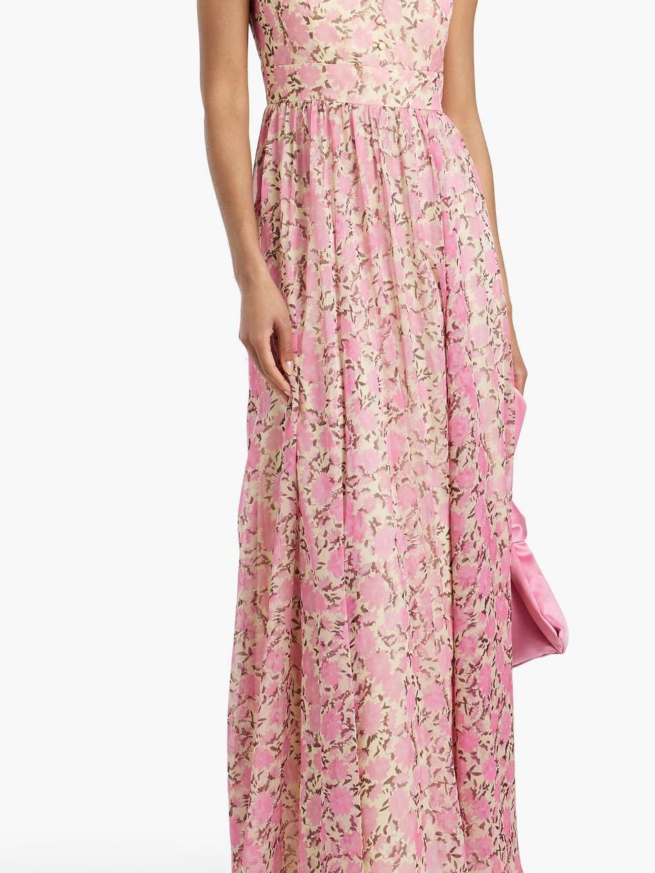 button-detailed floral-print chiffon maxi dress