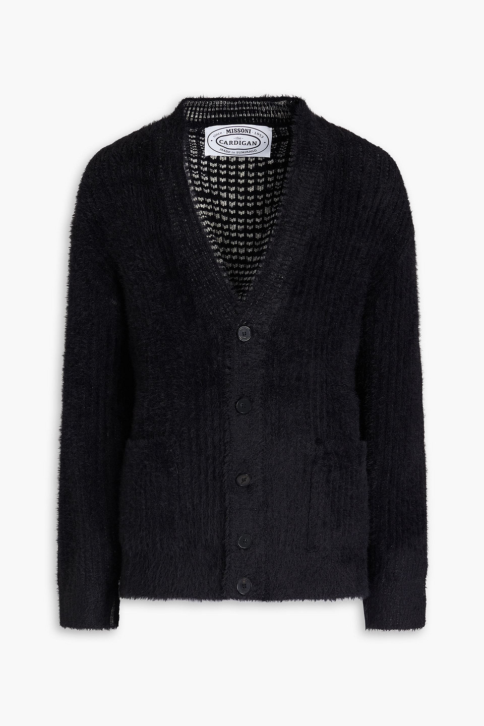 Brushed ribbed-knit cardigan
