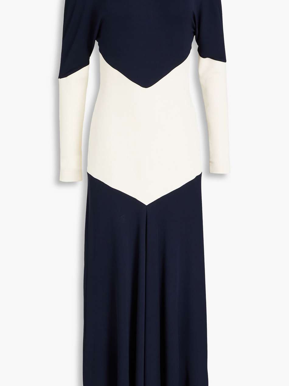 two-tone ribbed jersey midi dress