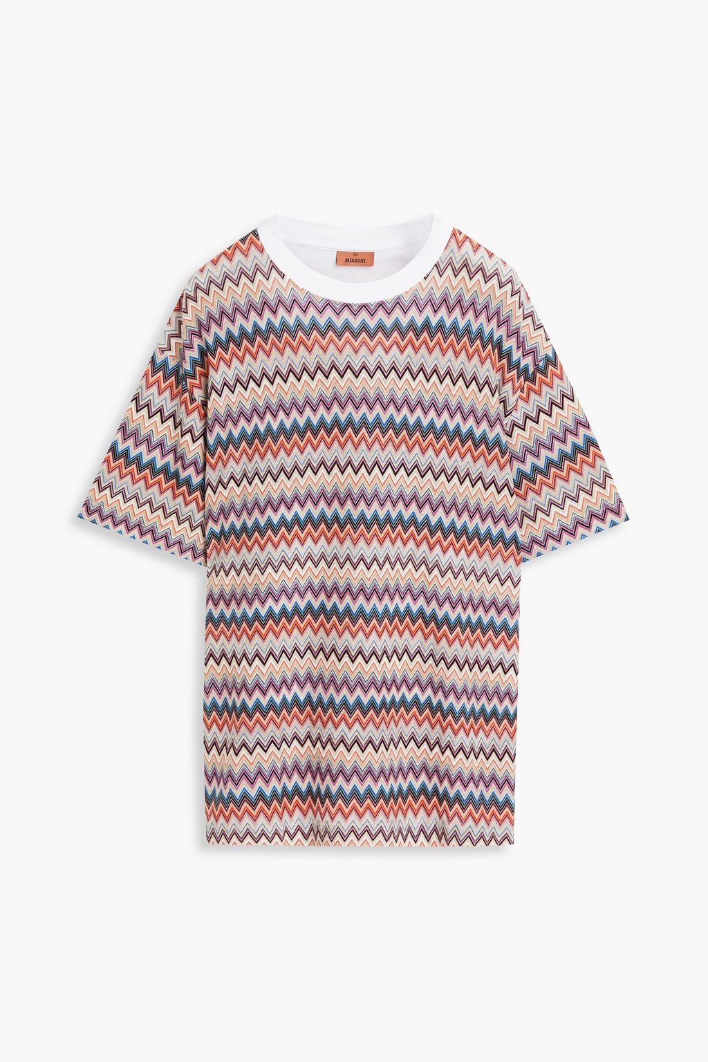 Crochet knit cotton blend T shirt beige S