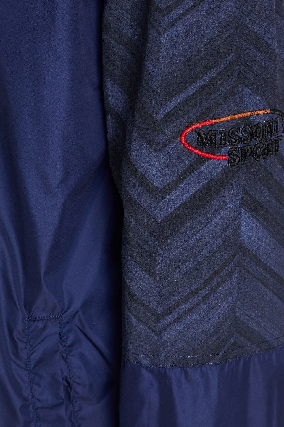Missoni Printed Twill-paneled Shell Track Jacket In Navy