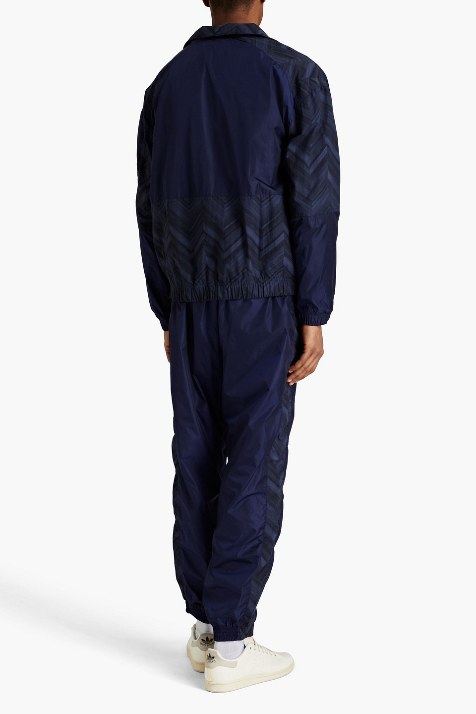 Missoni Printed Twill-paneled Shell Track Jacket In Navy
