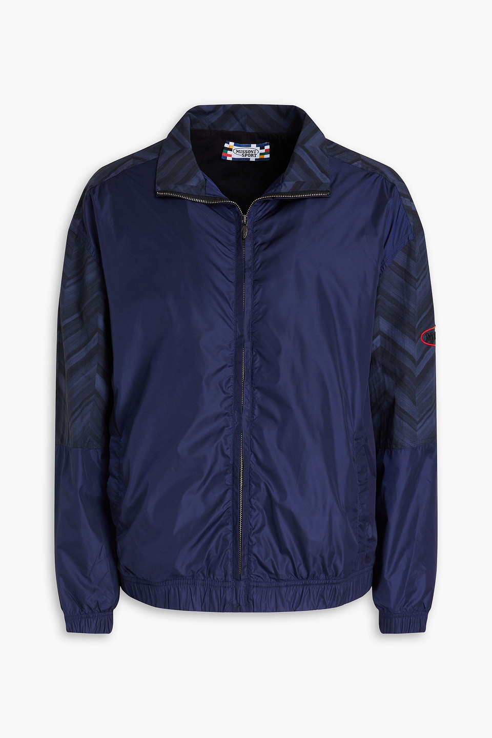 Missoni Printed Twill-paneled Shell Track Jacket In Navy