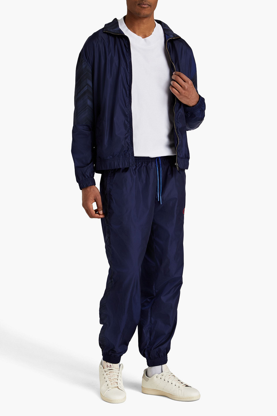 Missoni Printed Twill-paneled Shell Track Jacket In Navy
