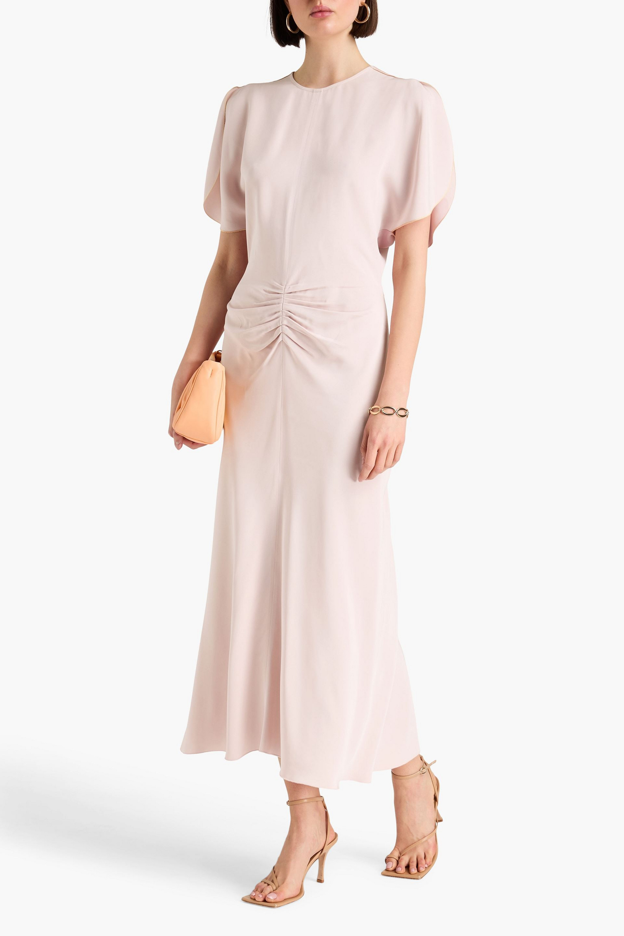 Victoria Beckham Gathered satin-crepe midi dress