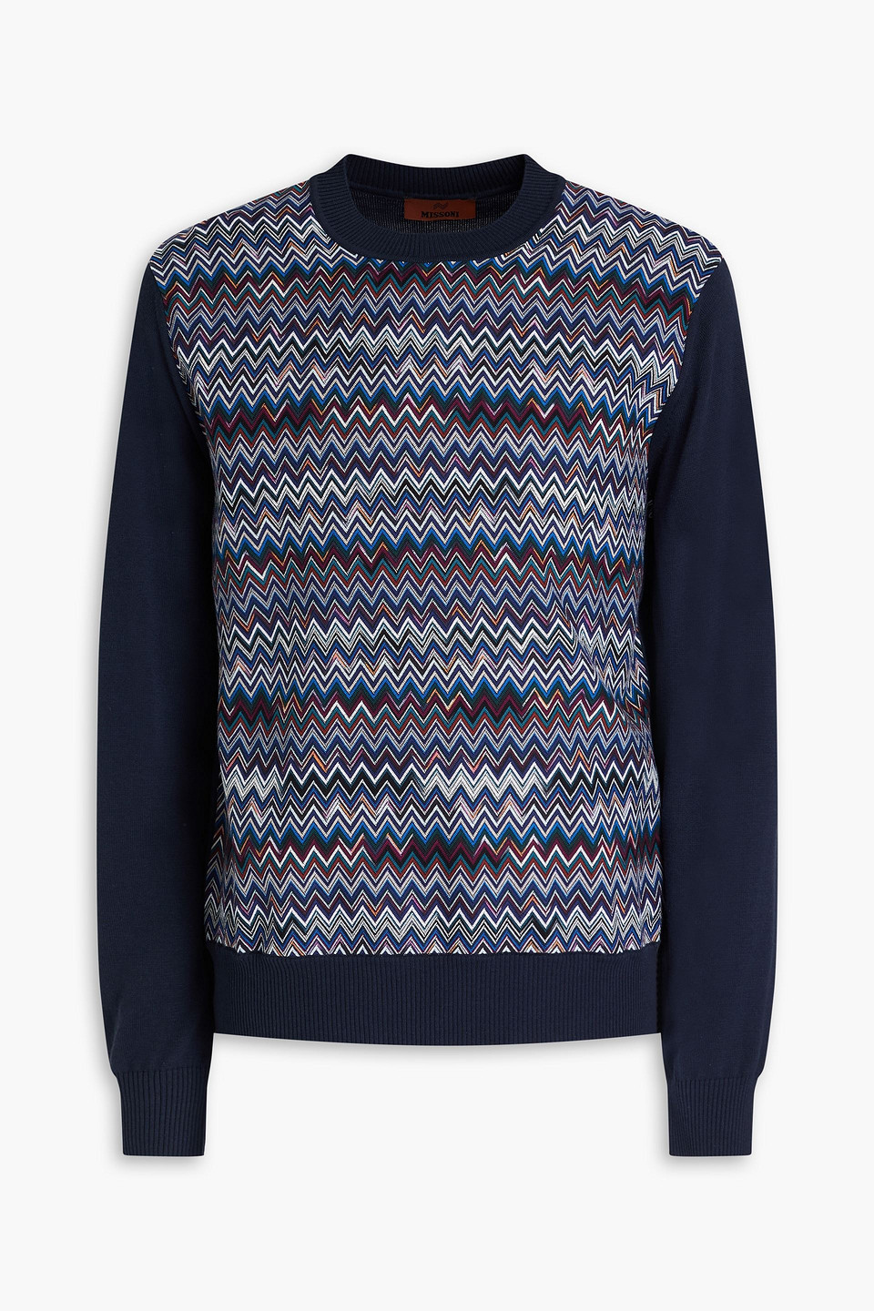 Jacquard-knit cotton-blend sweater