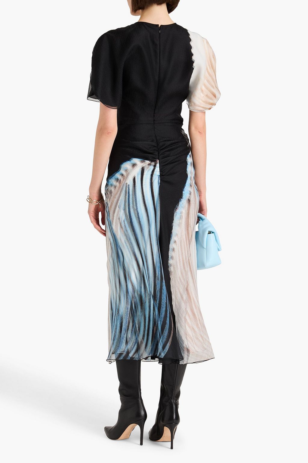 VICTORIA BECKHAM Ruched printed organza midi dress