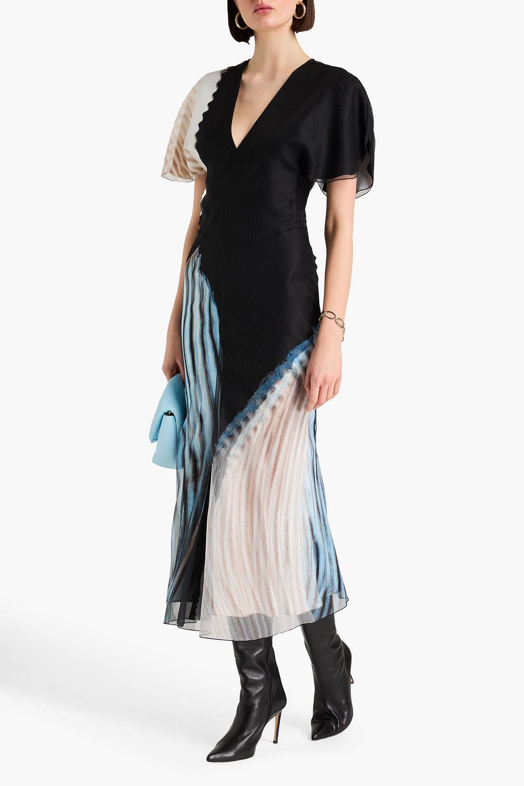 VICTORIA BECKHAM Ruched printed organza midi dress