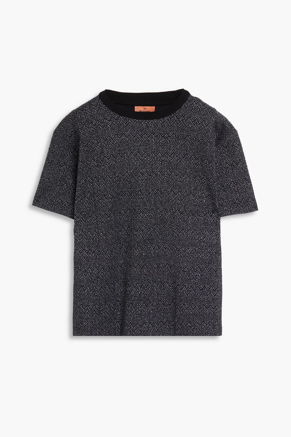 Metallic jacquard-knit wool-blend T-shirt