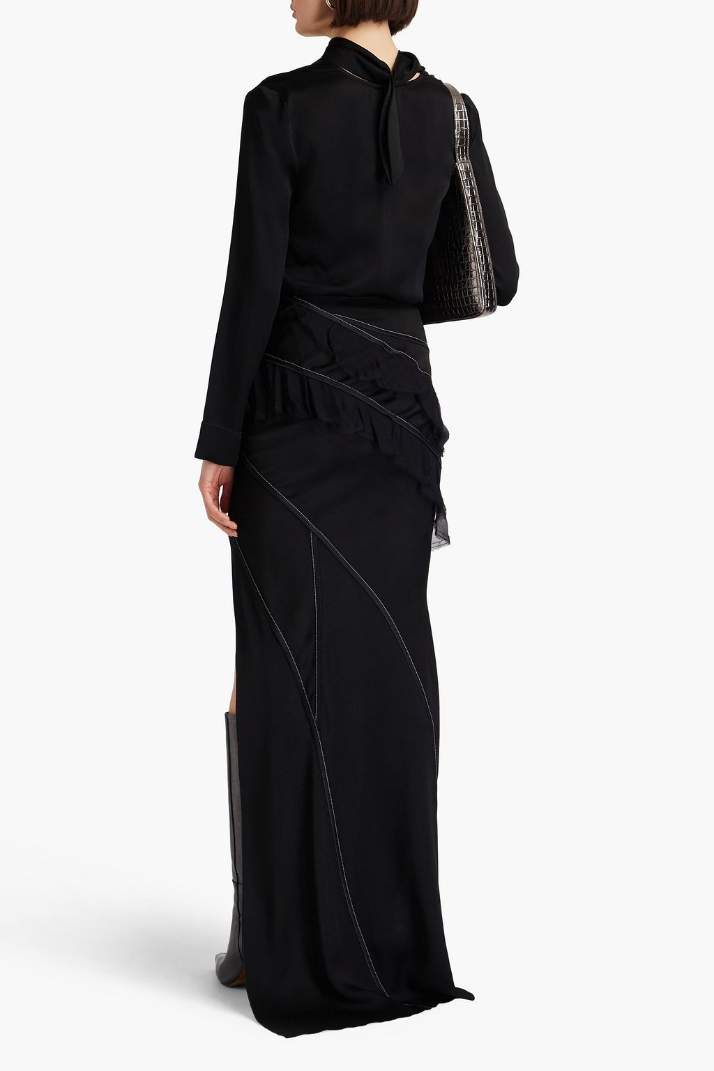 VICTORIA BECKHAM Ruffled satin-crepe and georgette skirt