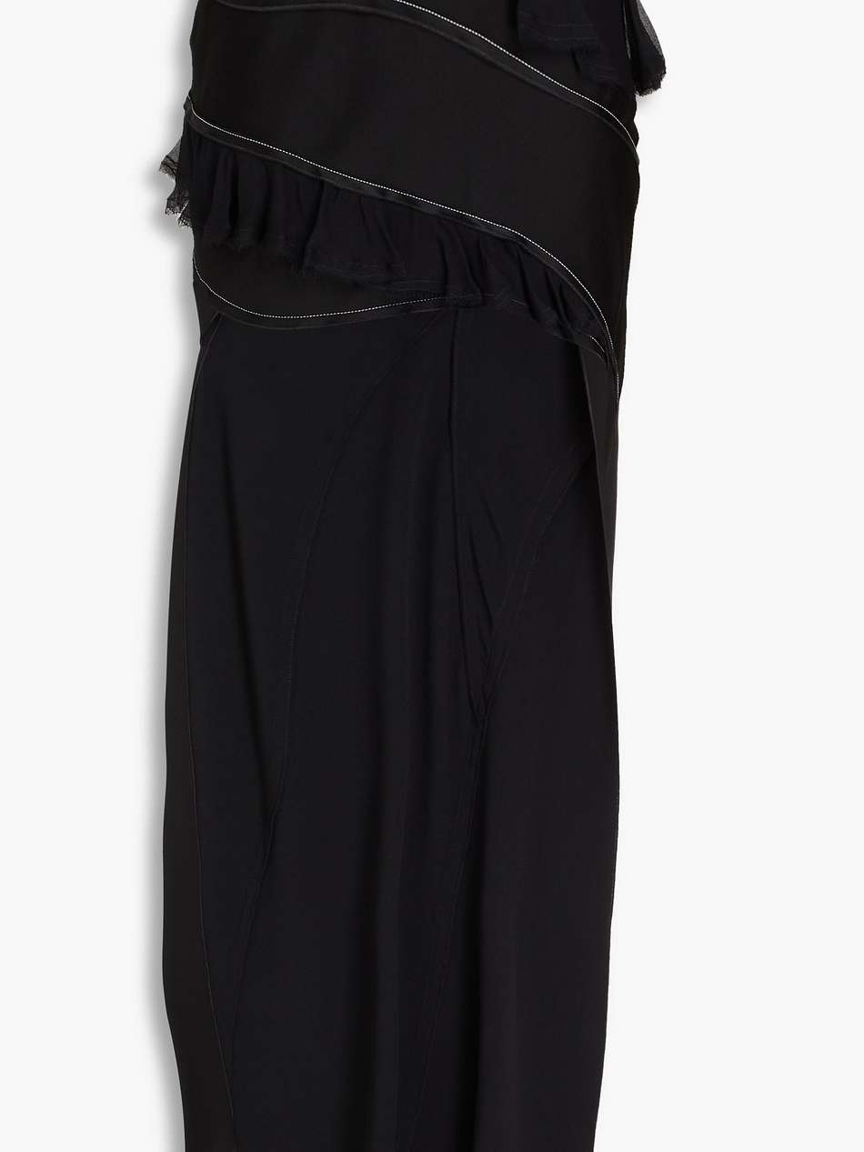 ruffled satin-crepe and georgette skirt