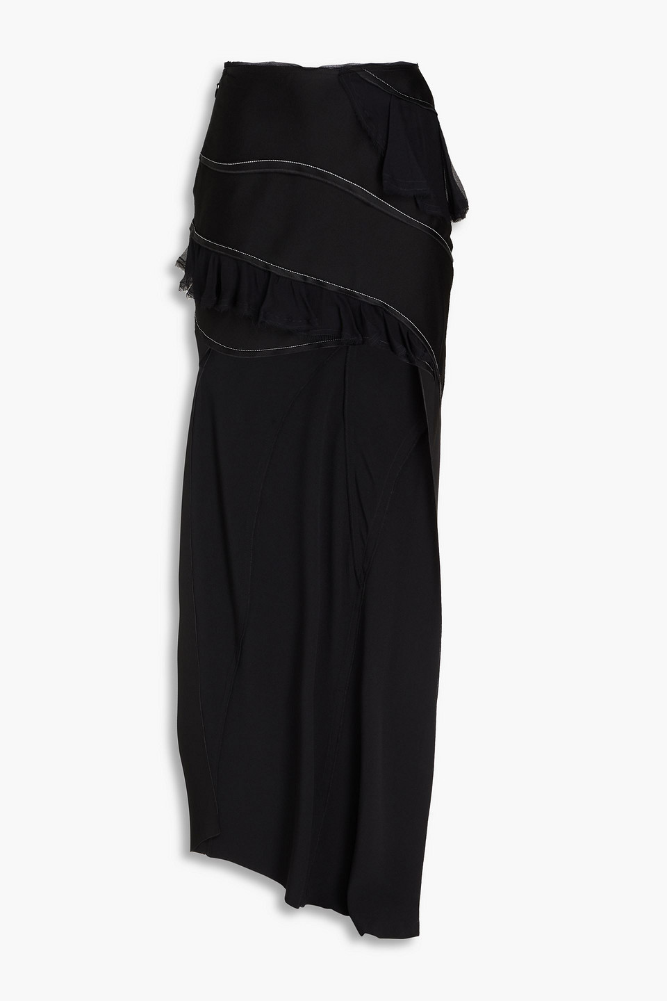 Victoria Beckham Ruffled Satin-crepe And Georgette Skirt In Black