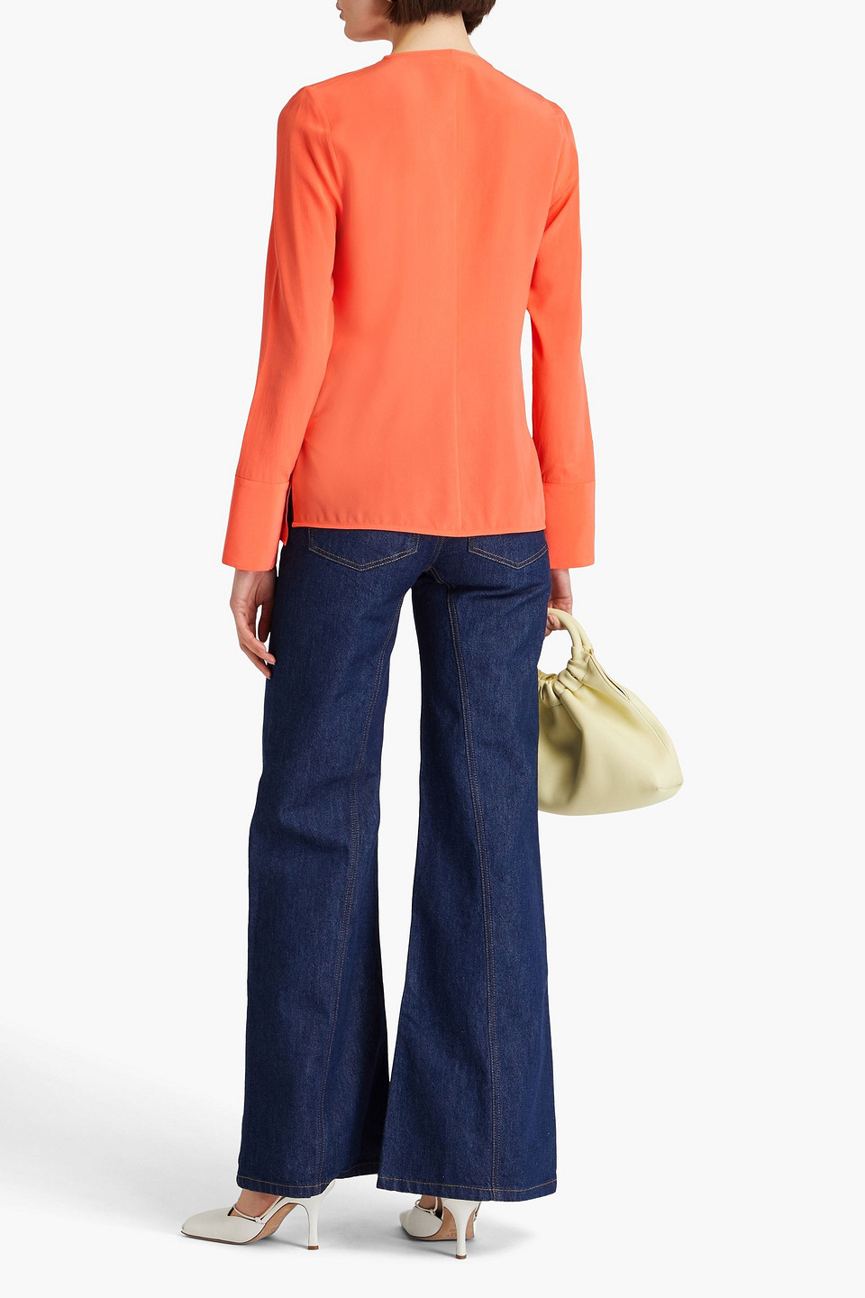 VICTORIA BECKHAM RUFFLED SILK CREPE DE CHINE BLOUSE