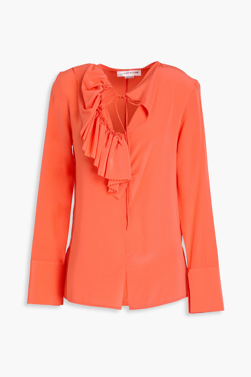 Ruffled silk crepe de chine blouse