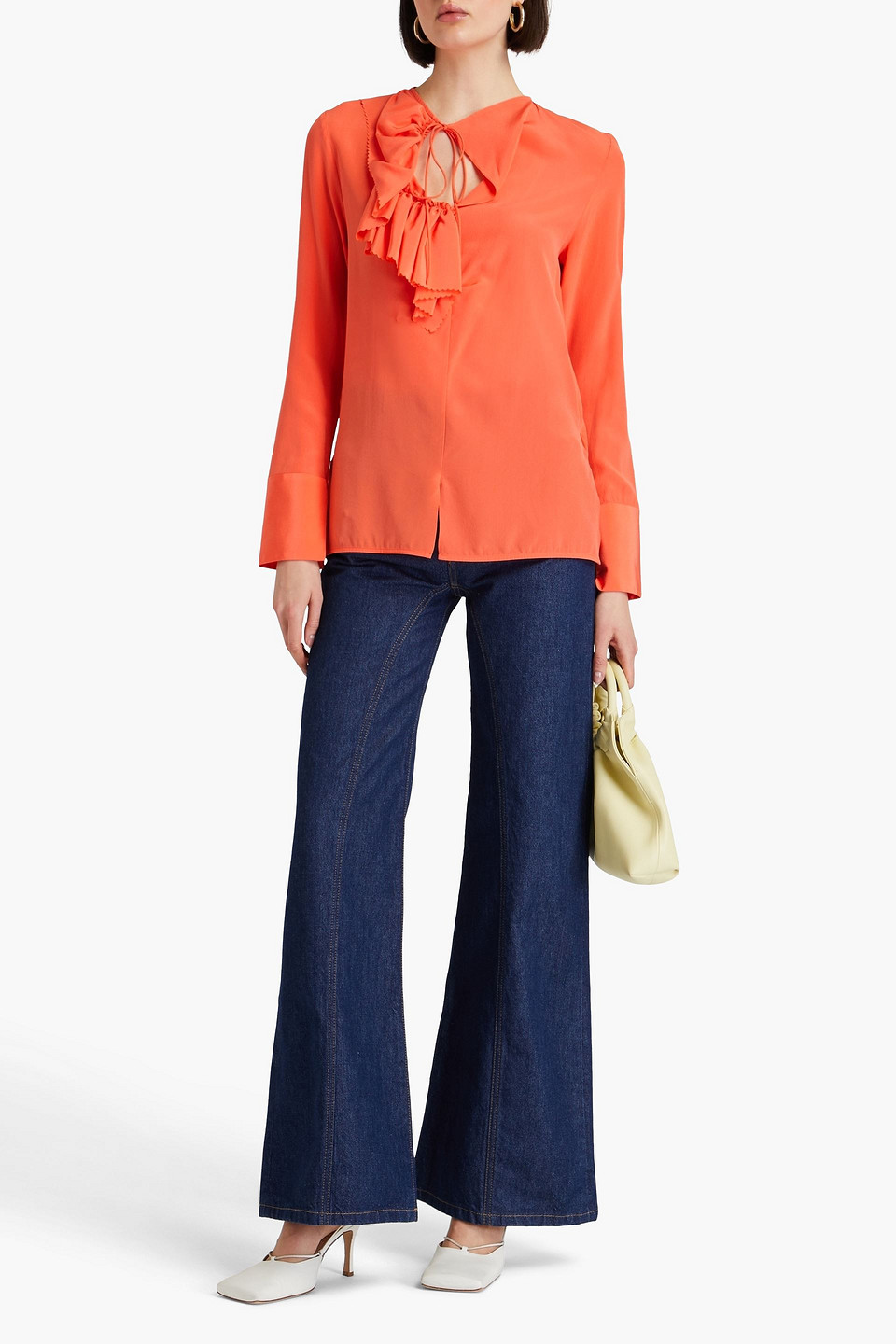 VICTORIA BECKHAM RUFFLED SILK CREPE DE CHINE BLOUSE