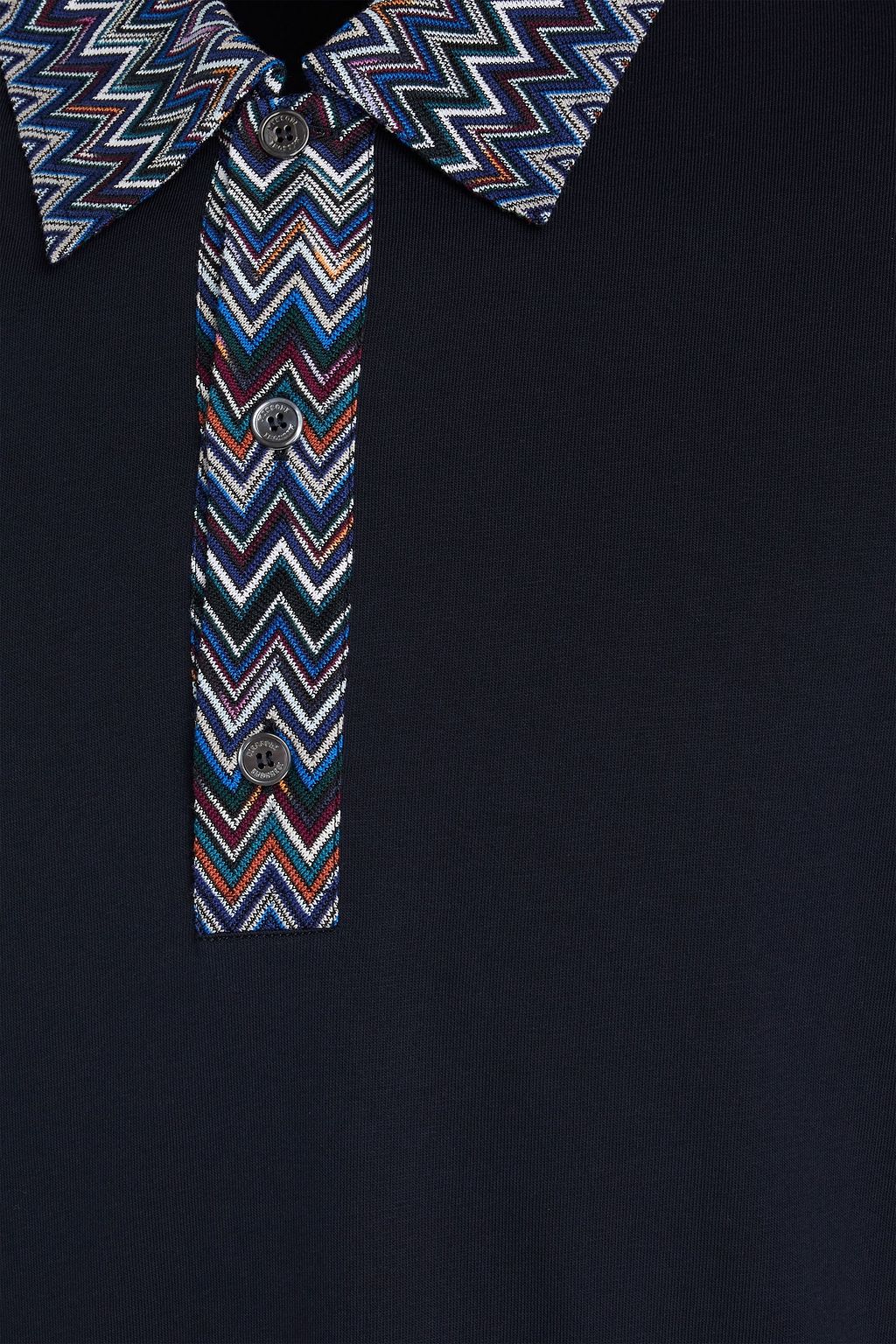 MISSONI Crochet knit-trimmed cotton-jersey polo shirt