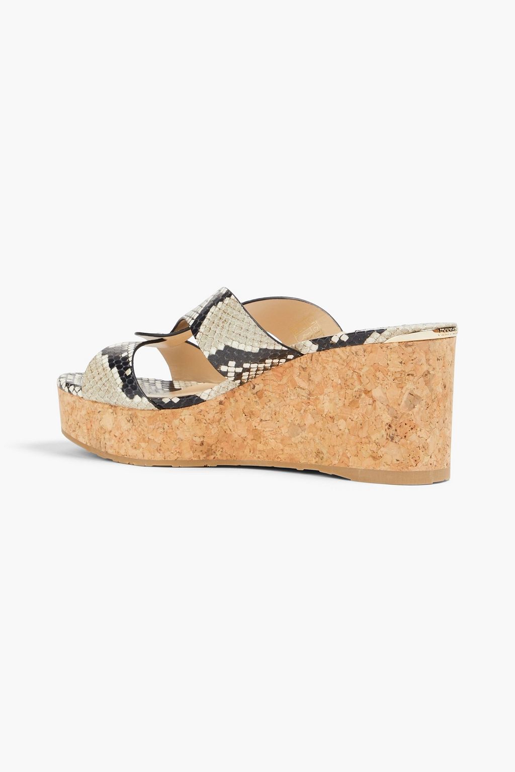 JIMMY CHOO Snake-effect leather wedge sandals