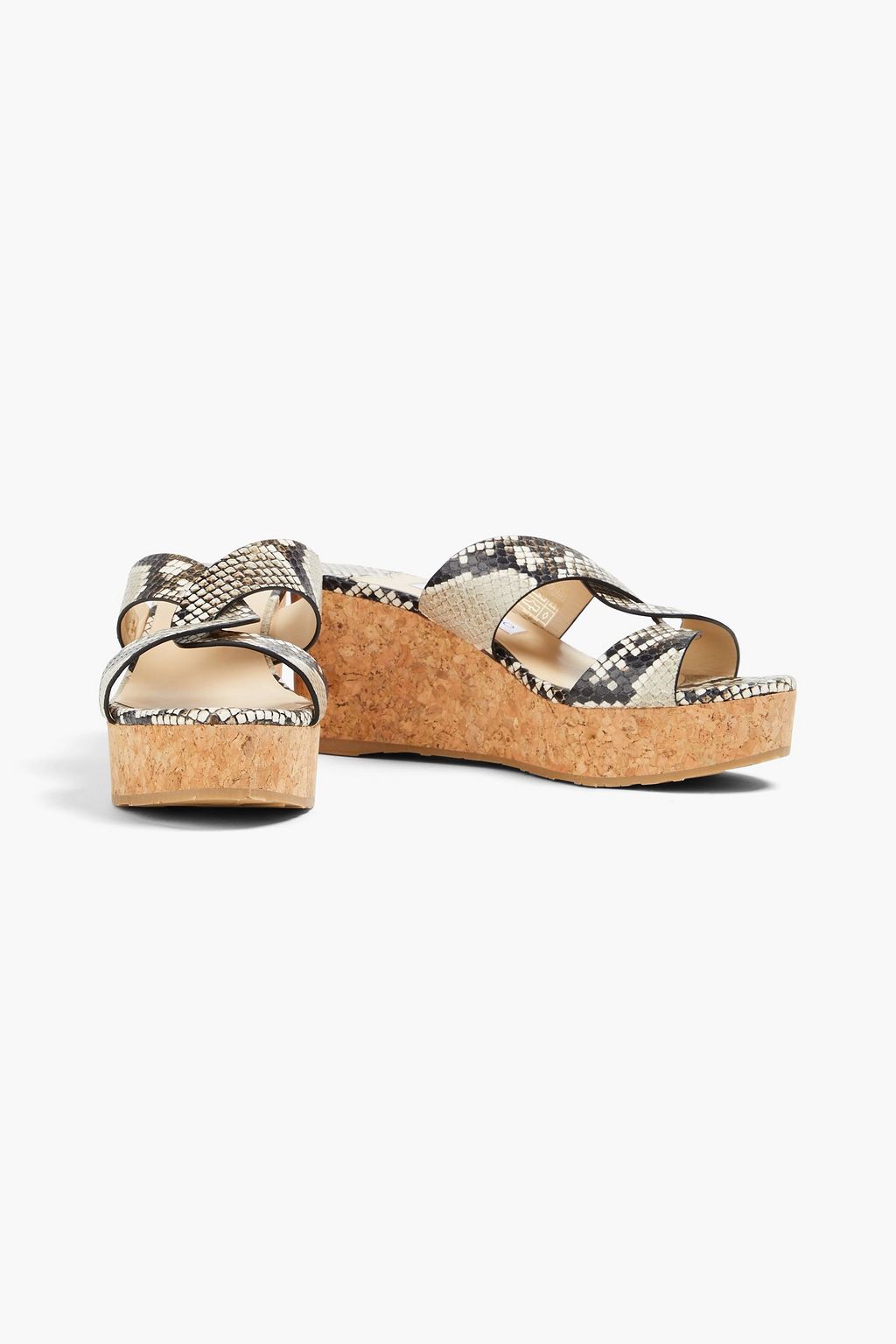 JIMMY CHOO Snake-effect leather wedge sandals