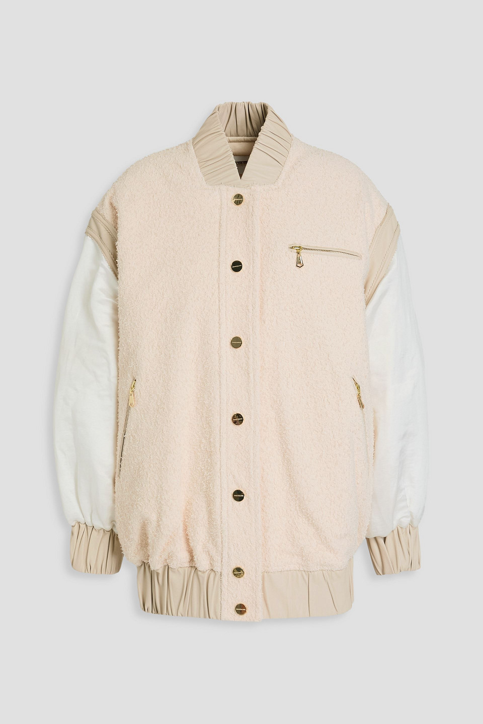 Zimmermann Appliquéd Cotton-blend Bouclé And Shantung Bomber Jacket In Cream