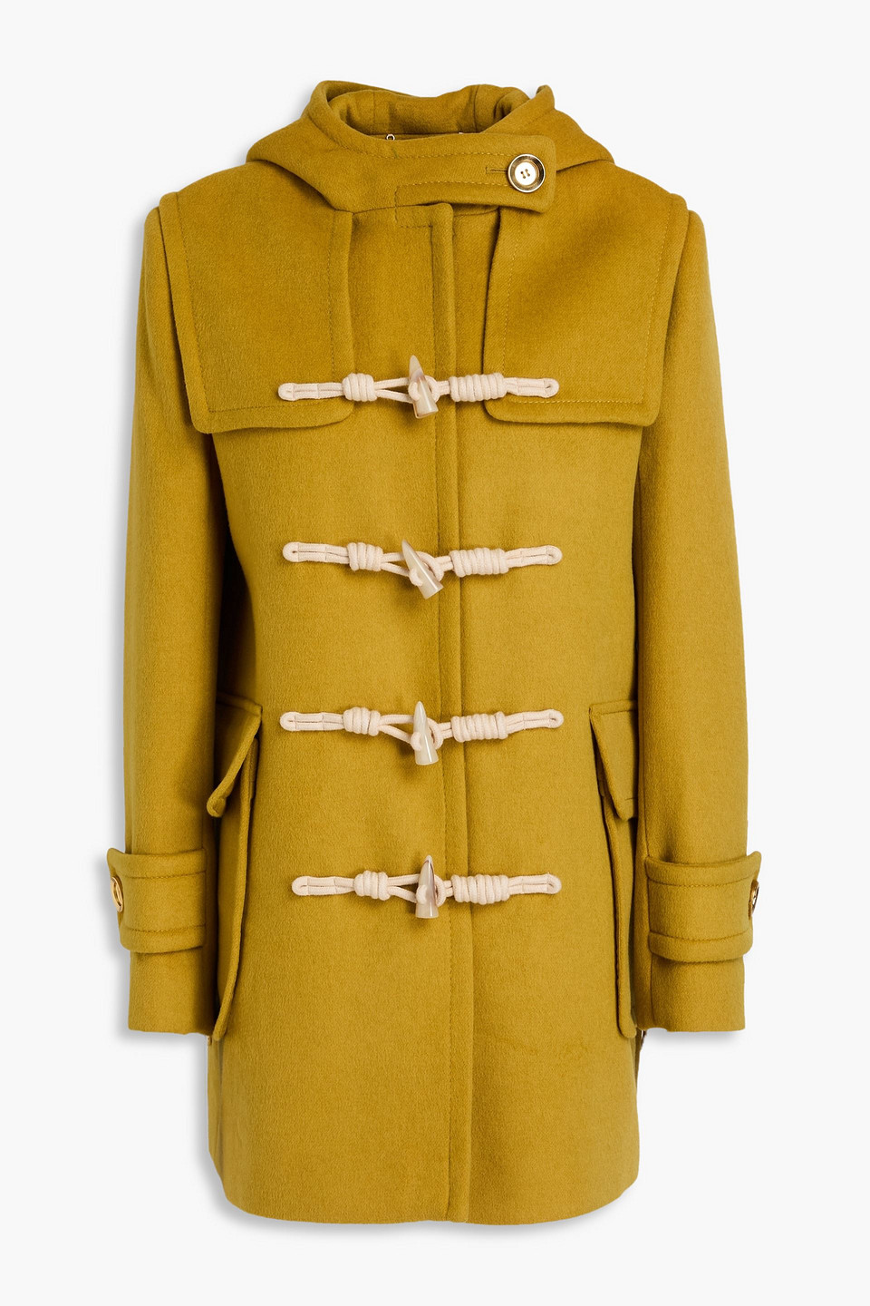 Zimmermann Brushed Wool-blend Felt Hooded Coat In Mustard