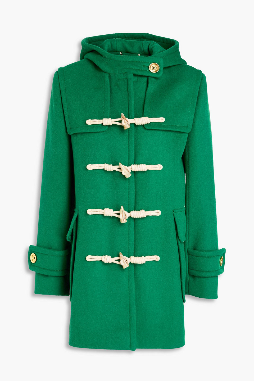 Zimmermann Brushed Wool-blend Felt Hooded Coat In Green