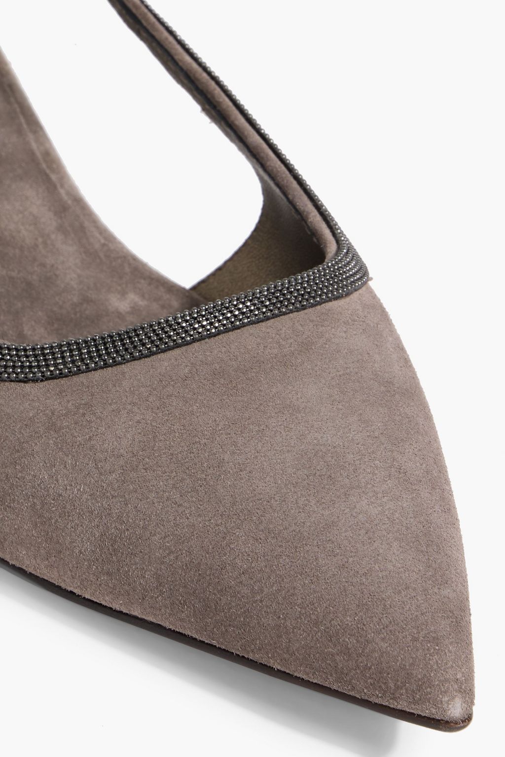 BRUNELLO CUCINELLI Bead-embellished suede point-toe flats
