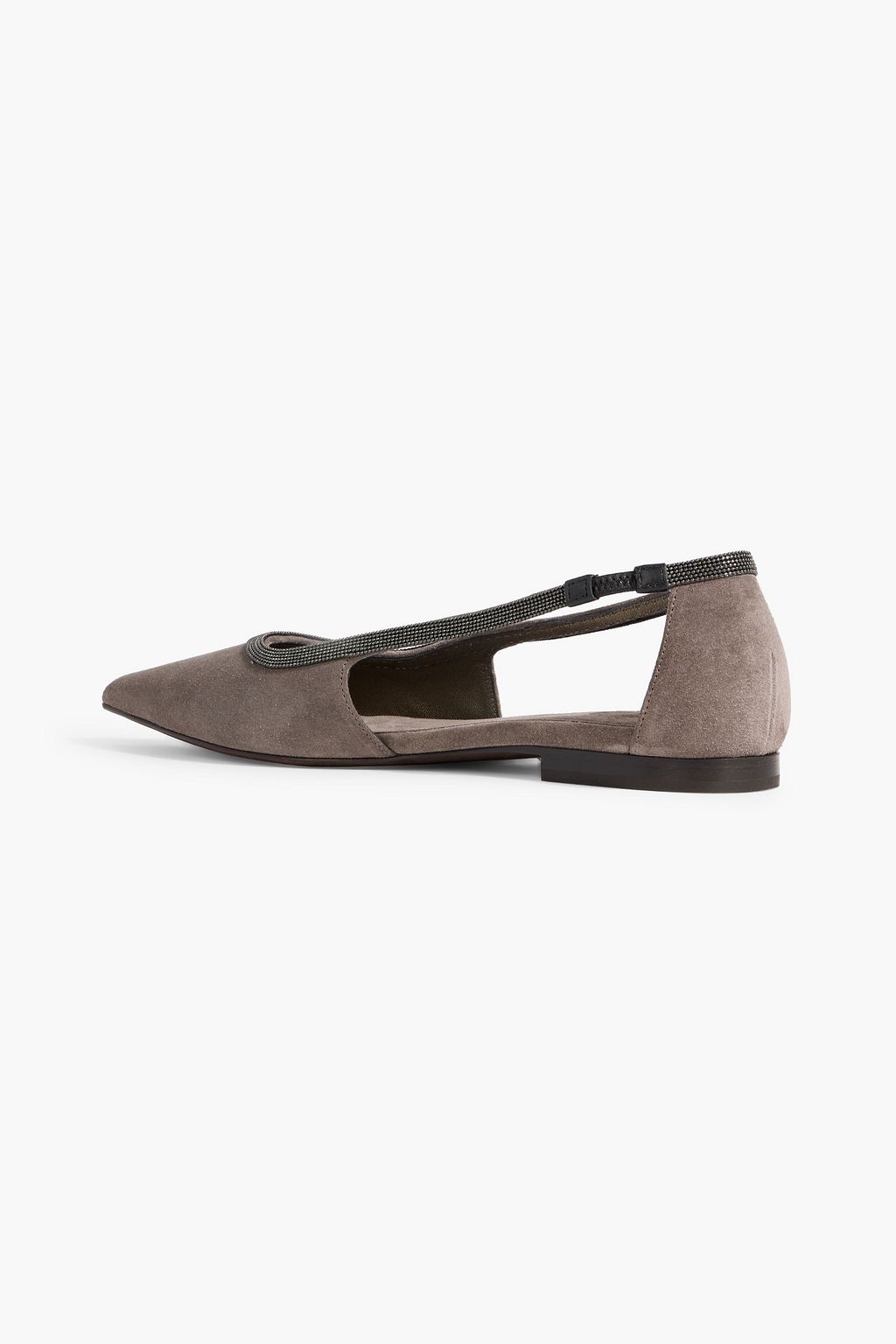 BRUNELLO CUCINELLI Bead-embellished suede point-toe flats