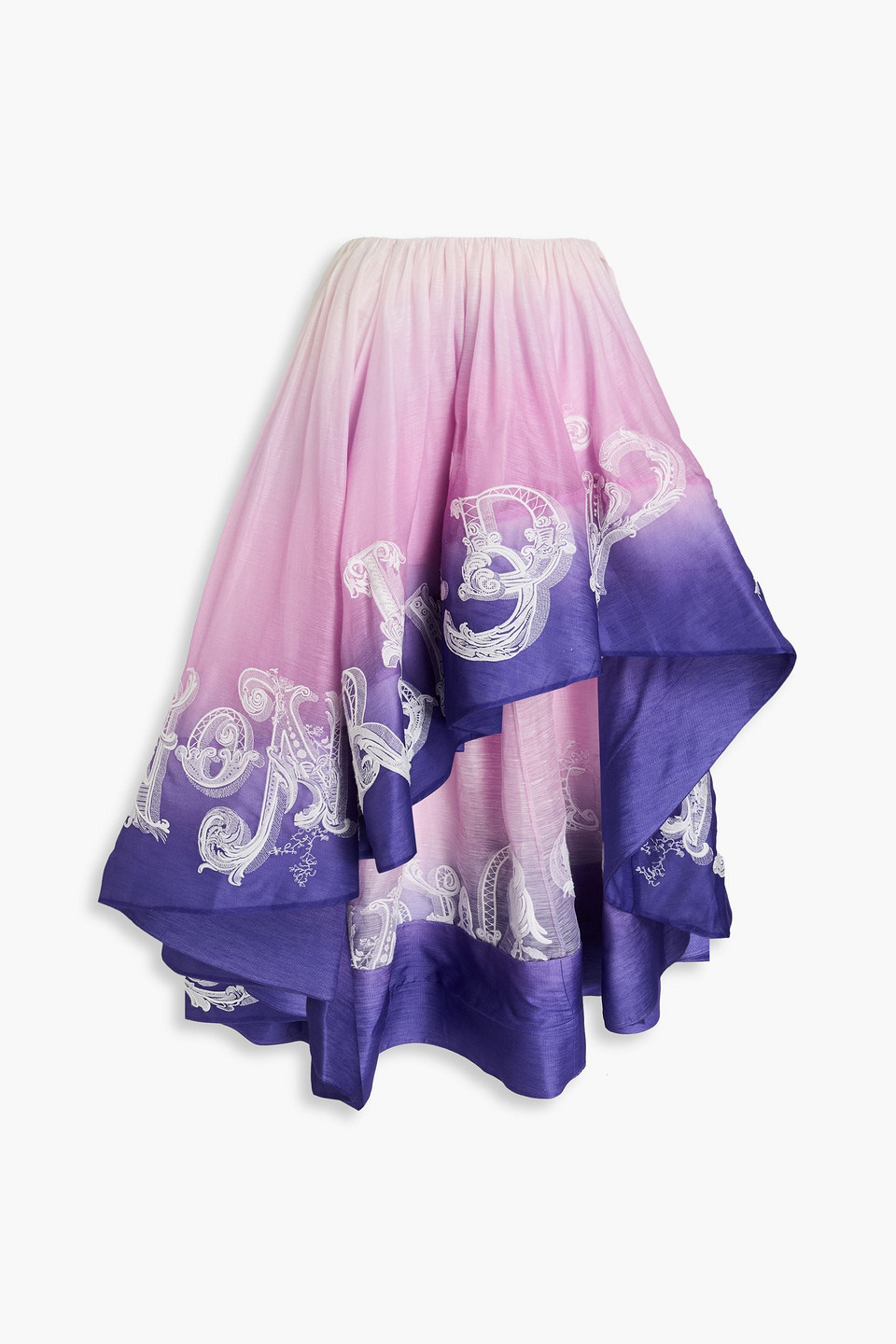 Zimmermann - Asymmetric dégradé linen and silk-blend gauze skirt - Purple - 00